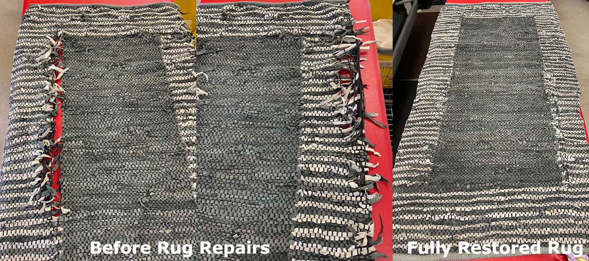 Fully repaired leather rug